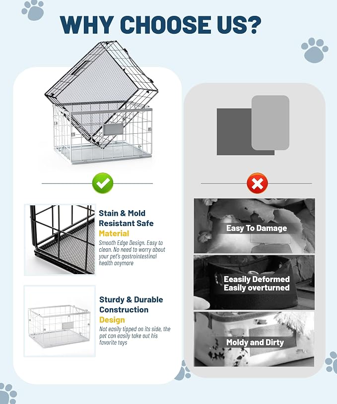 Dog Toy Basket, Dog Toy Storage Bin for Pet, Medium Toy Box for Dogs, Metal Storage Box with Handles, Toy Organizer Holder Boxes for Living Room (White) - Image 7