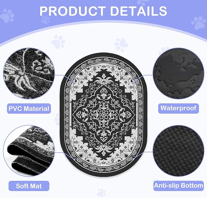 Bienbee Cat Litter Mat, 40" x 30" Dense Trapping Mesh for Litter Boxes | Litter Box Mat with PVC Mesh, Waterproof &Urineproof, Non-Slip Grip, Soft On Kitty Paws and Easy to Clean to Protect Floor - Image 3