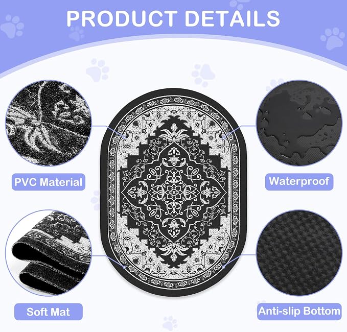 Bienbee Cat Litter Mat, 24" x 15" Dense Trapping Mesh for Litter Boxes | Litter Box Mat with PVC Mesh, Waterproof &Urineproof, Non-Slip Grip, Soft On Kitty Paws and Easy to Clean to Protect Floor - Image 3