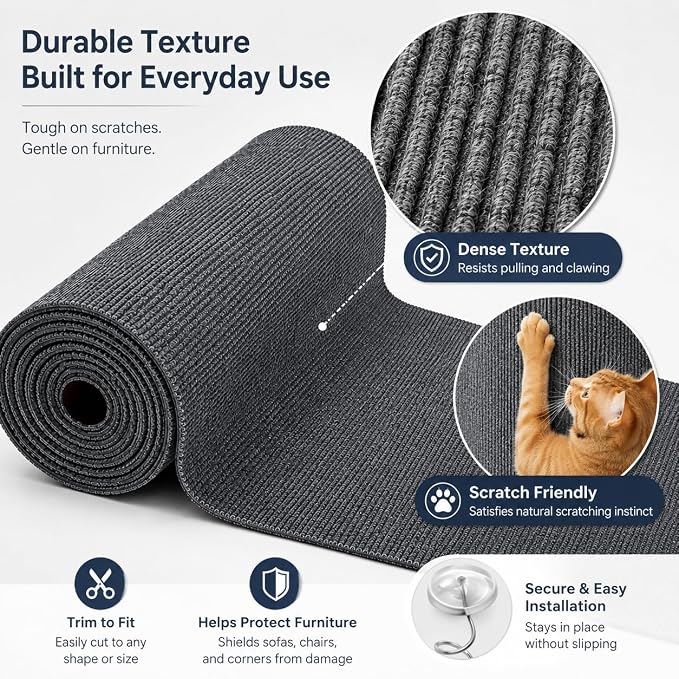 Cat Scratch Furniture Protector, Durable Furniture Guards | 78.7"x15.8" Cat Scratching Mat, DIY Climbing Cat Carpet Mat, Suitable for Sofas, Cabinet, Walls, Cat Scratching Post - Image 6