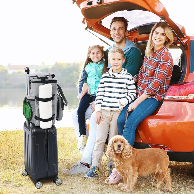 Modoker Dog Travel Organizer with 2 Collapsible Bowls for Supplies & Accessories, Airline Approved Dog Tote Pet Travel Bag with 2 Travel Food Container | Dog travel accessories set with feeding supplies, bowls, mat, and strap. Ideal for weekend trips. - Image 6