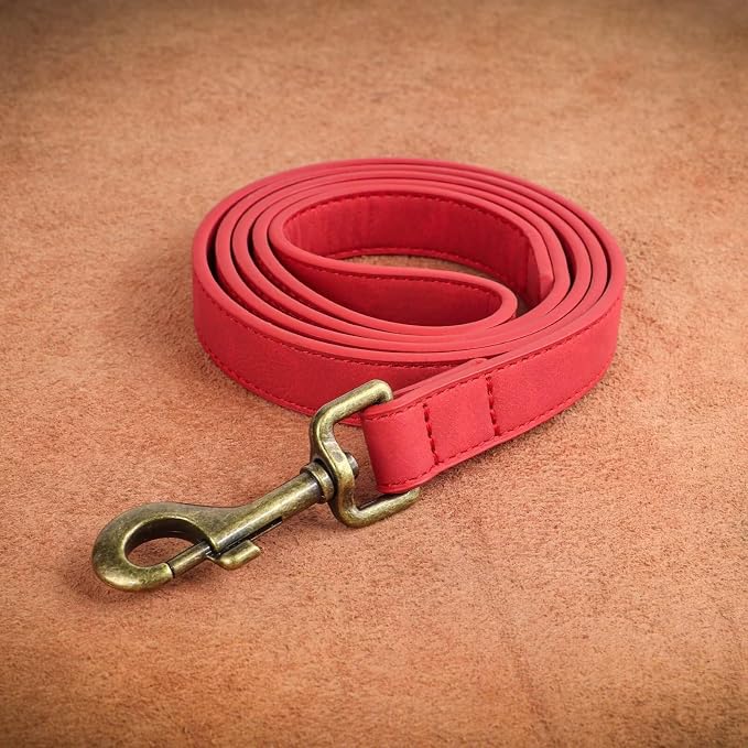 Didog PU Leather Dog Leash for Small Dogs, 5/8in x 4ft, Red | Soft Grip Full Control, Easy Clean, Metal D-ring for Poop Bag Holder, Tangle-Free 360° Swivel Clasp, for Walking & Training - Image 8