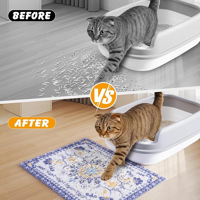 ondware Cat Litter Mat 20 x 15 in, Waterproof Non-Slip, Washable | Traps scattered litter, soft PVC mesh, paw-friendly, easy rinse clean, helps keep floors tidy - Image 2