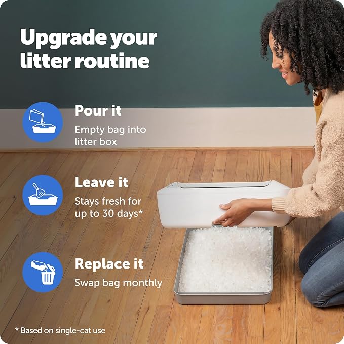 PetSafe ScoopFree Premium Crystal Litter, Fragrance Free, 4.3Lb Bag, 2 Pack | Ultra-Absorbent Crystal Cat Litter, 5x Faster Odor Control, 99% Dust-Free, Low Tracking, Refills Any Cat Box or Tray - Image 4