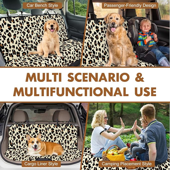 Waterproof Dog Backseat Cover for Cars, Non-Slip Pet Seat Protector,Leopard - Image 6