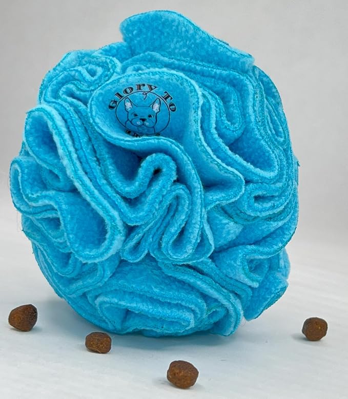 Glory To Dog Puppy/Small Breed Snuffle Dog Puzzle Ball Toy Blue Extra Small | Interactive fleece snuffleball hides treats at variable depths. Puzzle engages smell & foraging. Machine washable 2.5" - Image 6