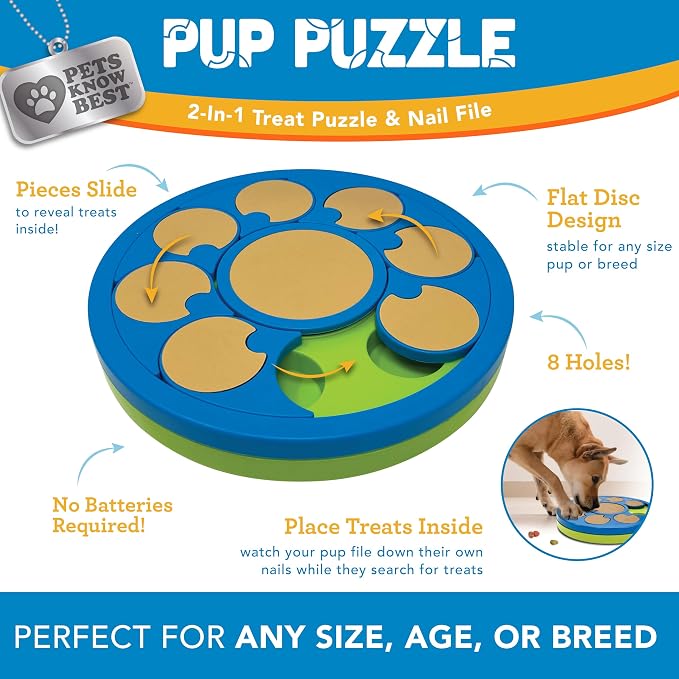 Pup Puzzle Interactive Dog Nail File Treat Dispensing Toy, Mentally Stimulating Nail Trimmer, Paw Care and Play Toy | Difficulty Level; Easy - Image 5