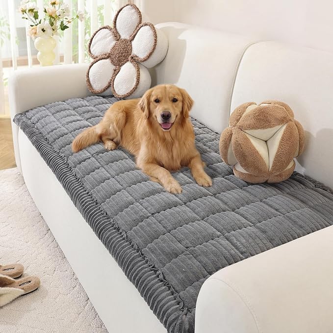 OstepDecor Couch Cover for Dogs, Washable Non Slip Sofa Cover for Pets | Soft Couch Covers for Sofa, Loveseat and Sectional, Furniture Protector Against Pet Hair & Dirt (27.6" x 59", Dark Grey) by OstepDecor