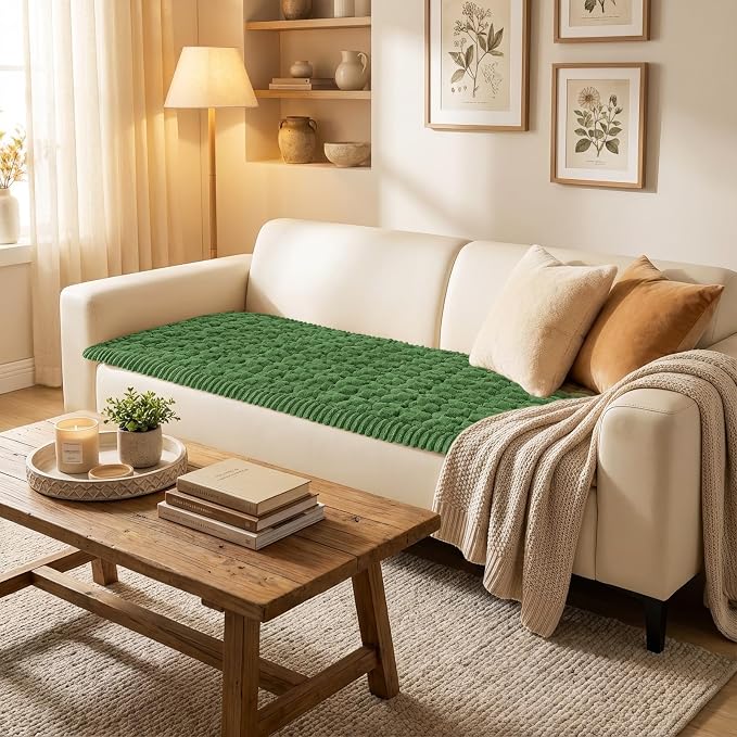Smiry Non Slip Couch Covers for Dogs, Scratch Resistant Pet Sofa Protector | Machine Washable Soft Fuzzy Thick Furniture Cover for Sofa Loveseat Sectional Large Dogs, Olive Green, 27.6" x 88" - Image 2