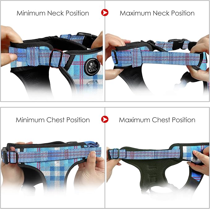 NESTROAD No Pull Dog Harness with Leash, Reflective No Choke Pet Vest Harness,Adjustable Soft Padded Dog Harness with Easy Control Handle for Large Dogs(Checkered Blue,Large) - Image 5