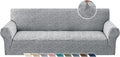 YEMYHOM 1 Piece Stretch Oversized Couch Covers for 4 Seat, Jacquard Extra Large Sofa Cover with Non-Slip Elastic Bottom, Thickened Slipcover Furniture Protector for Dogs Pets (X-Large, Light Gray） by YEMYHOM