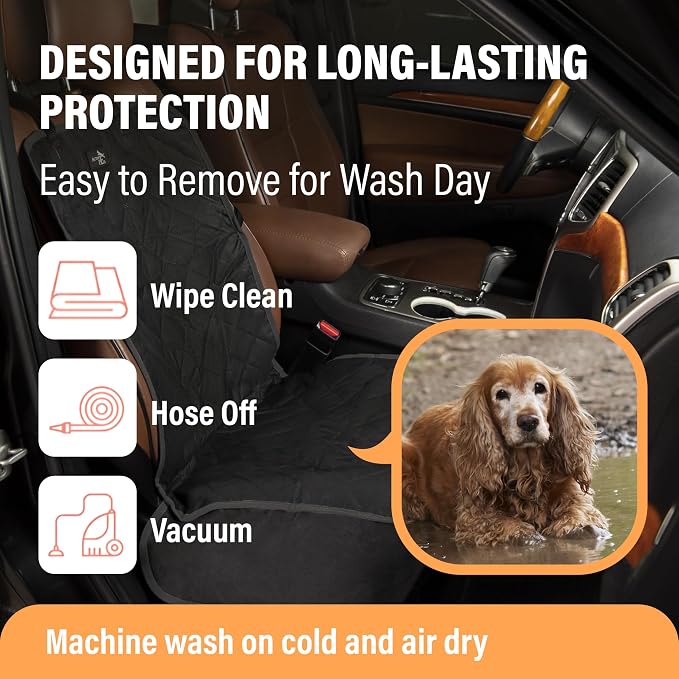 Active Pets Dog Car Seat Cover, Waterproof Front Seat Protector for SUV Truck Sedan, Pet Safety Travel Comfort System with Universal Fit, Beige - Image 8