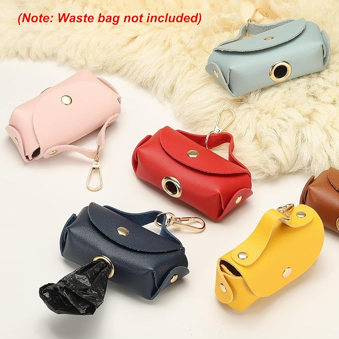 Dog Poop Bag Holder, Leather Pet Waste Bag Dispenser for Leashes Portable Reusable Easy Cleanup Pouch(1Pcs, Light Green), Intended for Outdoor/Travel/Walking with Dog - Image 4