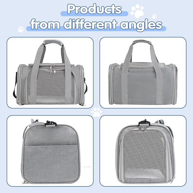Cat,Dog Carrier for Small Medium Pet Carrier,Soft Sided Dog Bag Up to 12Lbs Puppy Carrier,Breathable Portable Foldable Airline Approved Pet Carriers for Travel (Grey) - Image 6