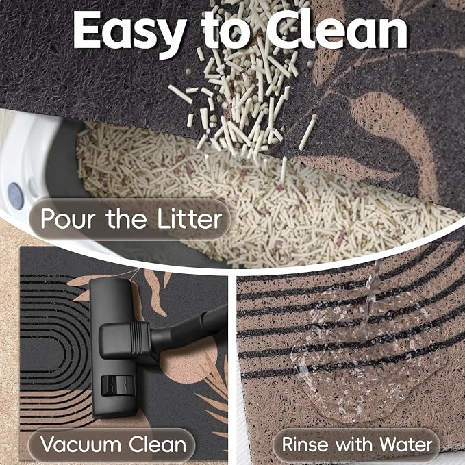 Cat Litter Mat Litter Trapping Mat, 40"x30" Waterproof Urine Proof Litter Box Mat Catcher Mat Non-Slip Washable for Kitty Kitten, Black - Image 6
