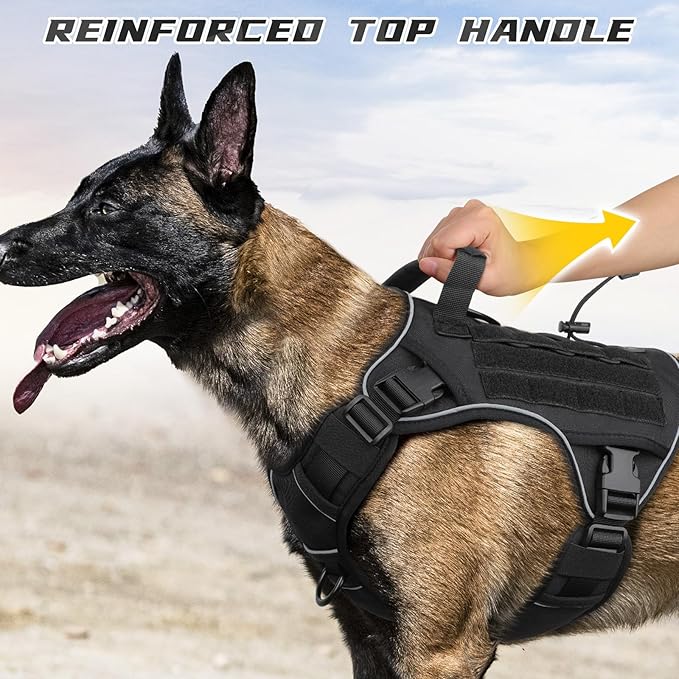 WINGOIN Black Tactical Dog Harness for Extra Large Dogs,No Pull Dog Harness | Heavy Duty with Handle,Adjustable Reflective,Military K9 Style,Big Size Dog Vest,for Great Danen,for Walking Running Hunting - Image 4