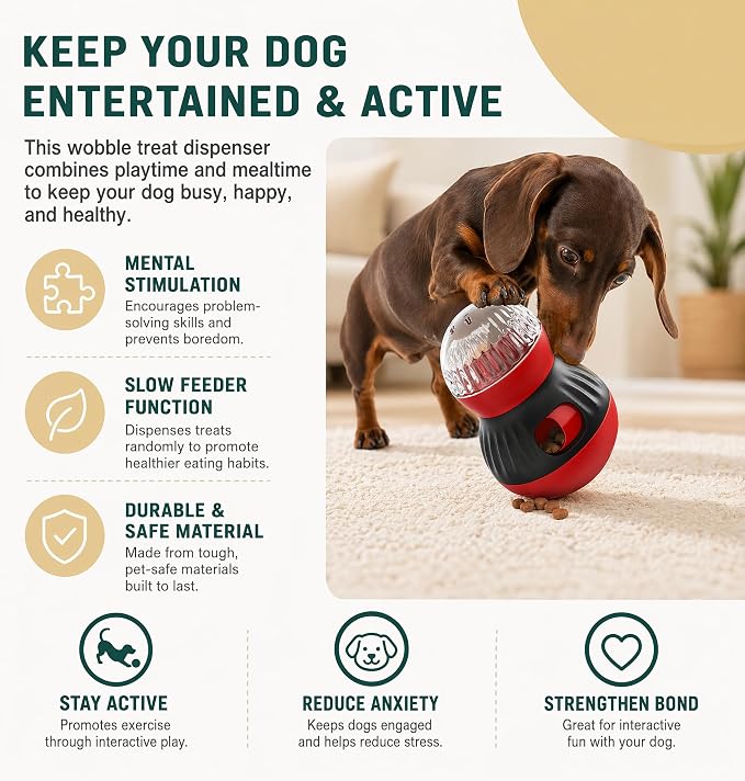 Dog Tumbler Slow Feeder Puzzle Treat Toy for Dogs Cats | Dog tumbler treat feeder stimulates pets' IQ, eases anxiety. Safe durable material works great for both dogs and cats. - Image 7