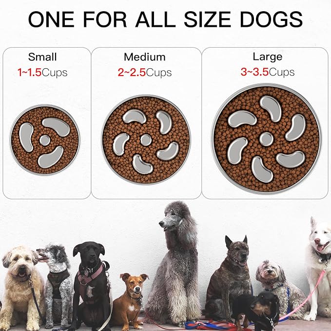 Feedoo Slow Feeder Dog Bowl-1Cup for Small Puppy, Double-Layer 304 Stainless Steel Puzzle Bowl, Anti-Choking for Fast Eaters, Non-Slip Base, Dishwasher Safe [2Pack] - Image 3