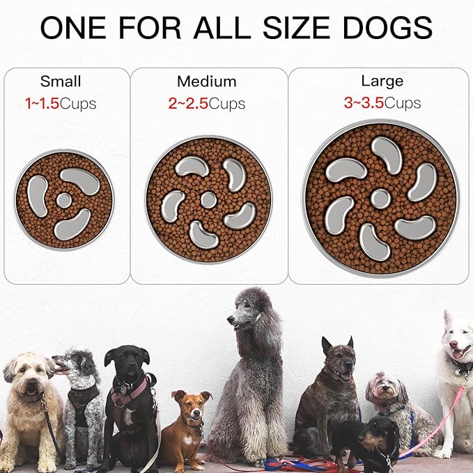 Feedoo Slow Feeder Dog Bowl-2Cups for Medium Breeds, Double Wall Food-Grade Stainless Steel, Heavy Duty with Non-Slip Rubber Base, Puzzle Maze Bowl to Slow Down Eating - Image 3