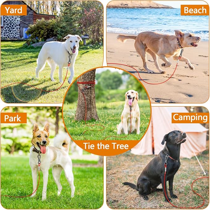 XiaZ Dog Tie Out Cable, Heavy Duty Dog Chains for Outside with Lockable Hook, Pet Runner Cable Leads for Yard, Dogs Line Tether for Small Medium Dogs Up to 250 LBS (20FT, Red) - Image 6