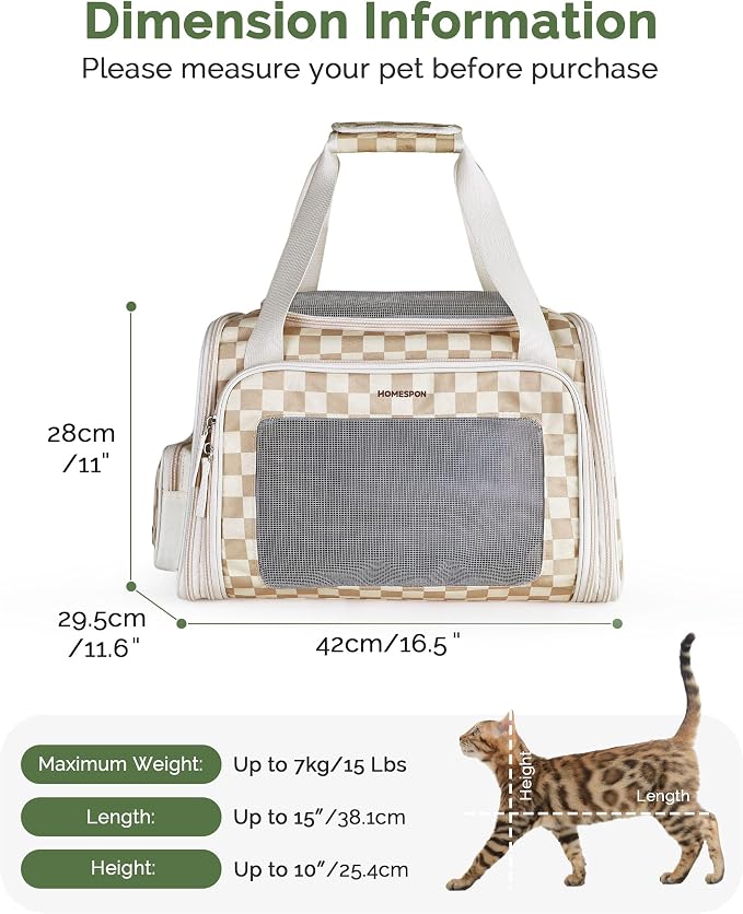 Homespon 34.5L Soft-Sided Cat Dog Carrier, Airline Approved Pet Bag | Collapsible Travel Bag with Removable Bed for Small Dogs & Cats - Image 2