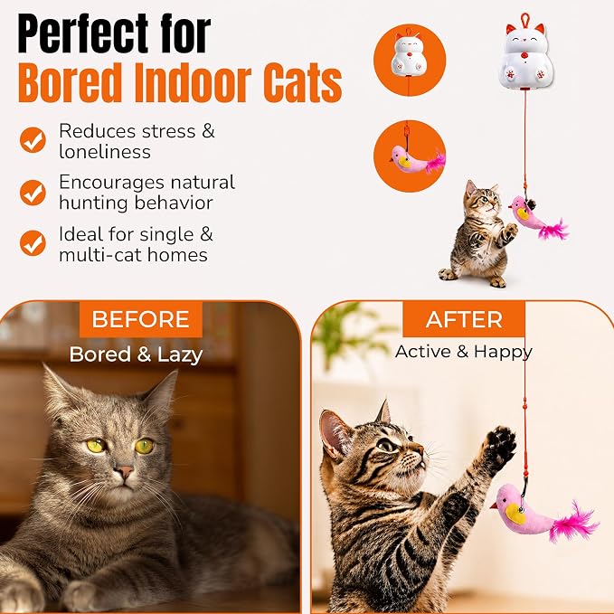 Indira Interactive Cat Toy – Automatic Moving Cat Toy with Birds & Ball, Cat Toys for Bored Indoor Adult Cats, Stimulating Cat Toys, Cat Interactive Toys for Indoor Cats Rechargeable - Image 8
