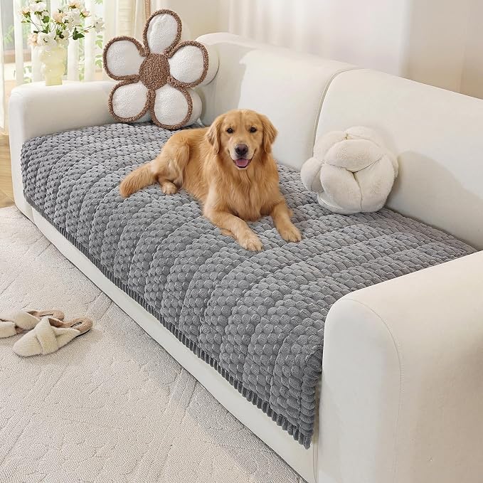 OstepDecor Couch Cover for Dogs, Washable Non Slip Sofa Cover for Pets | Soft Couch Covers for Sofa, Loveseat and Sectional, Furniture Protector Against Pet Hair & Dirt (35.4" x 47.2", Dark Grey) by OstepDecor