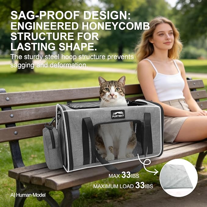 Soft-Sided Cat Carrier with Foldable Litter Box for Air Travel, Gray | A compact soft-sided carrier with a foldable litter box and organized storage for flights, car trips and hotel stays. - Image 5