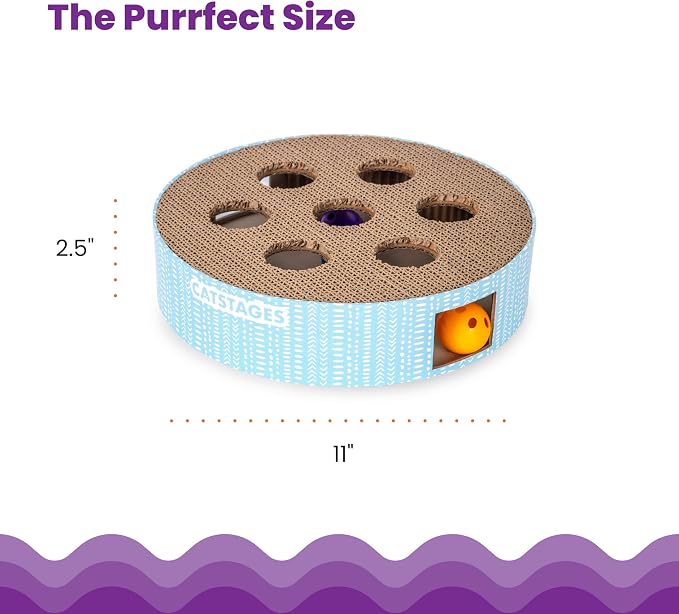 Catstages Scratch N' Hunt Interactive Cat Puzzle Toy with Scratcher, 11" | 7 Hunting Holes, 3 Balls, Corrugated Scratching Pad for Nail Care, Engages Hunting Instincts, Enrichment for Cats & Kittens - Image 5