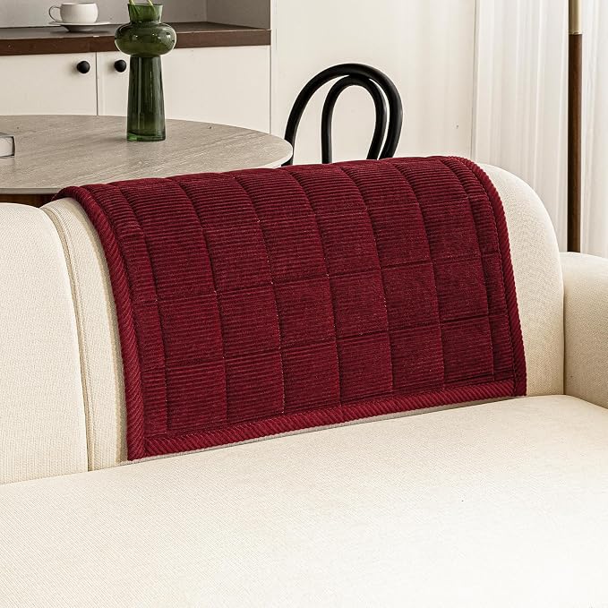 Couch Covers for Dogs, Non Slip Washable Pet Couch Covers for Sofa | 27.6”x27.6” Burgundy Soft Velvet Sofa Covers for Arm rest Backrest, Couch Protect Against Pet Hair, Scratches & Stains - Image 2