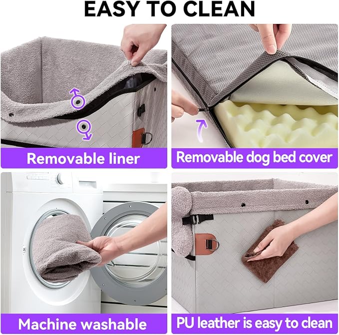 TKYZ Dog Car Seats for Small Medium Dogs,PU Leather Car Seat Boosters,Foldable Puppy Cat Carseats (Grey, Medium Dog) - Image 4