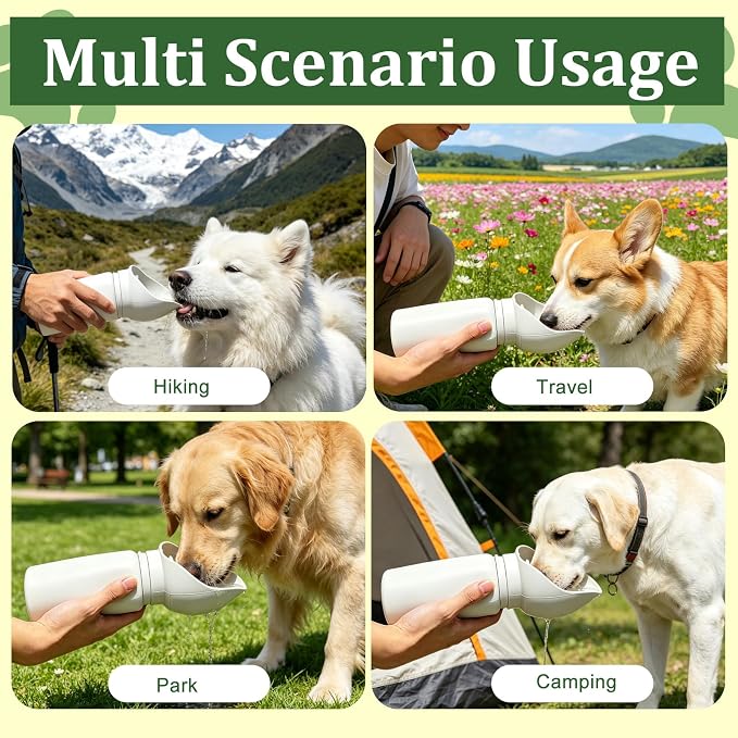2 in 1 Foldable Dog Water Bottle, Leakproof Portable Pet Dispenser, Grey | Portable Water Dispenser for Cat, Rabbit, Puppy and Small Animals, for Pets Outdoor Walking, Hiking, Travel, BPA Free - Image 6