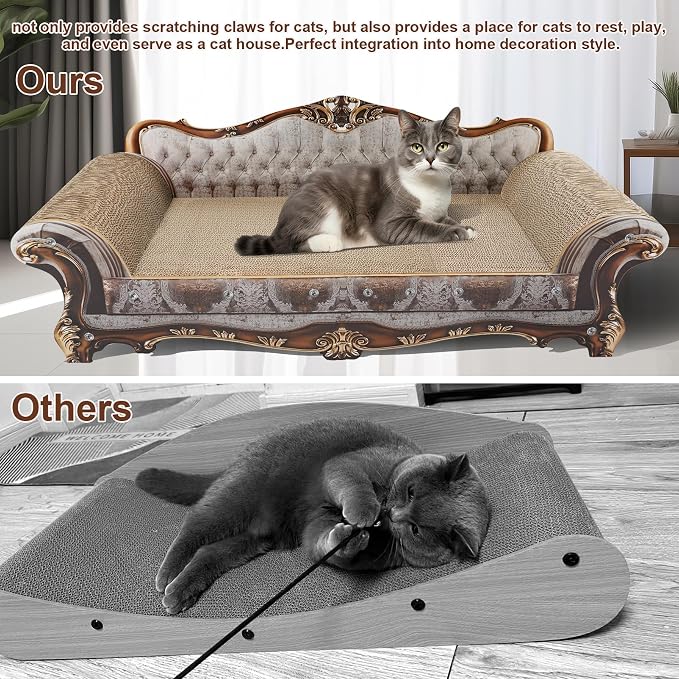Sofa Shaped Scratching Couch,Thick Scratching Cardboard, Lounge Bed for Indoor Rest&Play, Sofa Scratcher Pad (39.4" L X 14.4 "W X 14" H) - Image 5