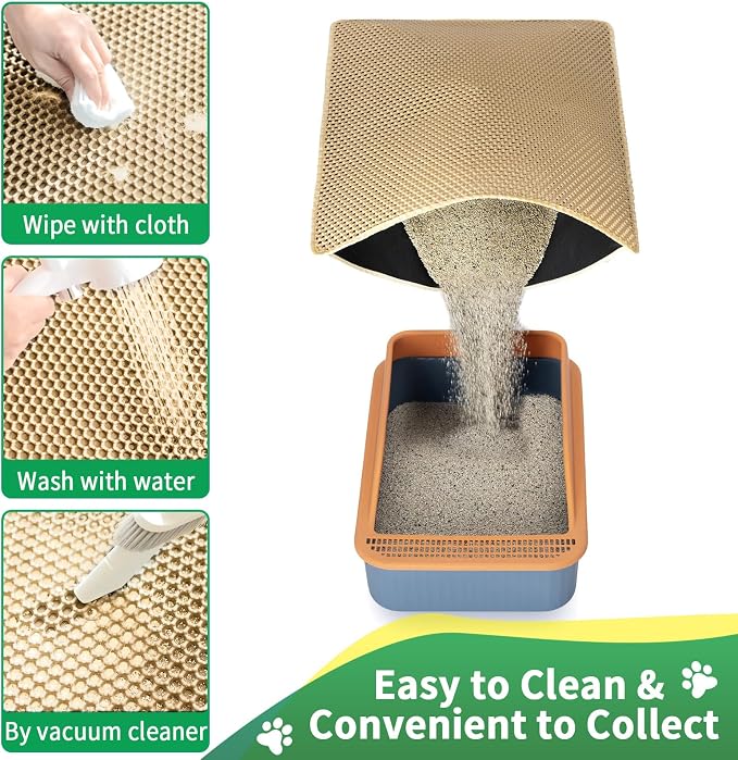GRELY XXL 47''X 36'' Supper Large Cat Litter Box Mat,2 Layer Litter Mat for Indoor Cats,Rug for Pet Kitty,Litter Trapping Mats,Waterproof Urine Proof,Non-Slip - Image 5