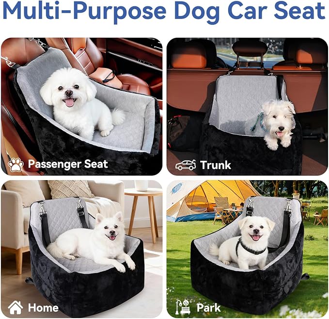 Dog Car Seat Under 30 lbs,Double-Cooling/Warm,Washable,Safety Leash | Detachable Elevated Pet Bed with Pockets,Anti-Slip Base for Front & Back Seatset,Car Seat Travel Bed with Storage Pockets - Image 6