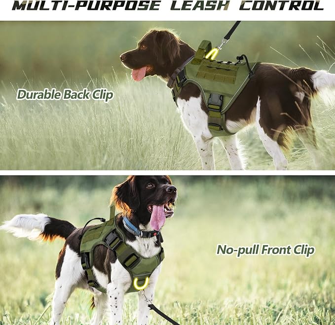 WINGOIN Green Tactical Dog Harness for Extra Large Dogs,No Pull Dog Harness | Heavy Duty with Handle,Adjustable Reflective,Military K9 Style,Big Size Dog Vest,for Great Dane,for Walking Training Hunting - Image 3