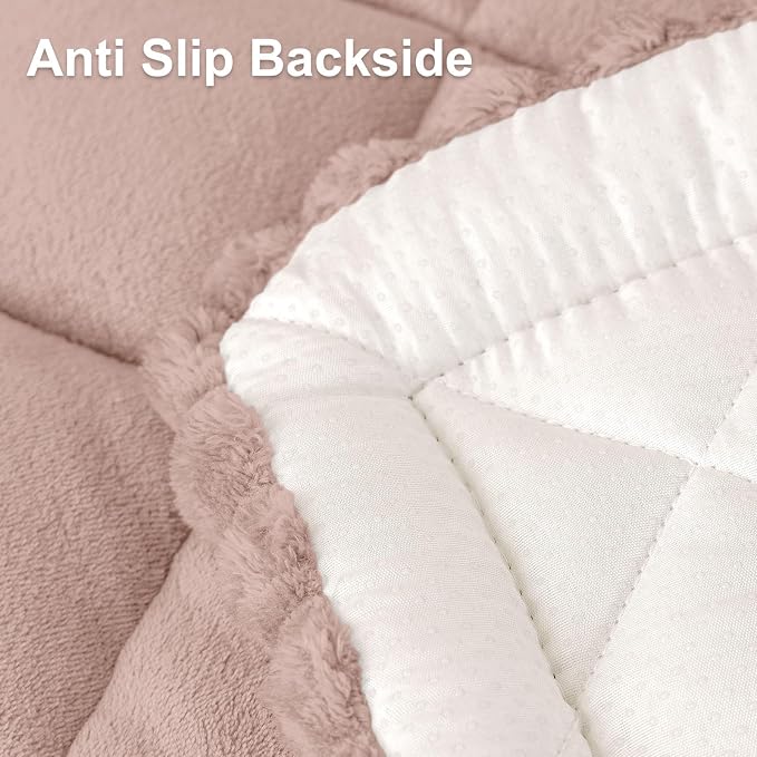 Smiry Non Slip Couch Cover for Dogs, Fuzzy Plush Pet Sofa Protector | Washable Furniture Cover for Large Dogs & Cats, Scratch & Dirt Resistant, For 3 Cushion Couch, Dusty Pink, 27.6"x82.7" - Image 7
