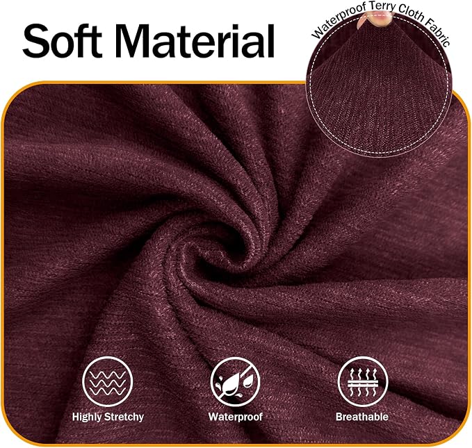 Waterproof Couch Cover, Stretch Non-Slip Sofa Slipcover with Elastic Bottom that Stays in Place - Leakproof Furniture Protector for Kids and Pets - Washable (Sofa, Burgundy) - Image 5