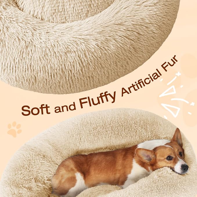 JOLLYVOGUE Dog Bed, Calming Anti-Anxiety Large Dog Bed, Fluffy Donut Cushion for Medium and Large Pets (27"/30"/36") - Image 3