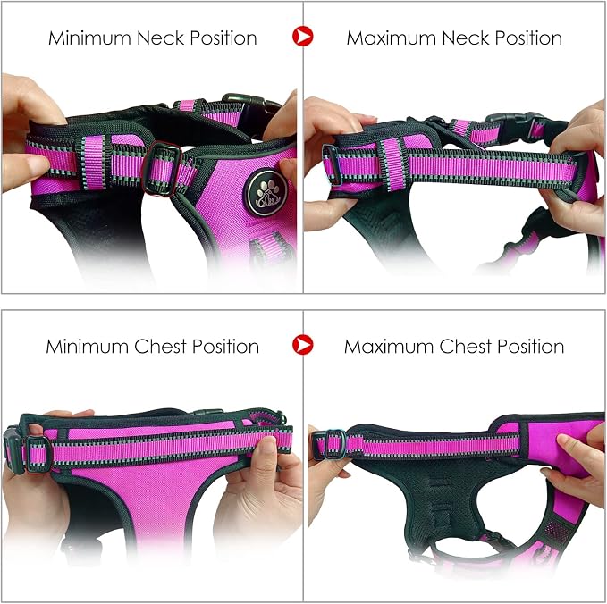 NESTROAD No Pull Dog Harness,Adjustable Oxford Dog Vest Harness with Leash,Reflective No-Choke Pet Harness with Easy Control Soft Handle for Large Dogs(X-Large,Fuchsia Pink) - Image 5
