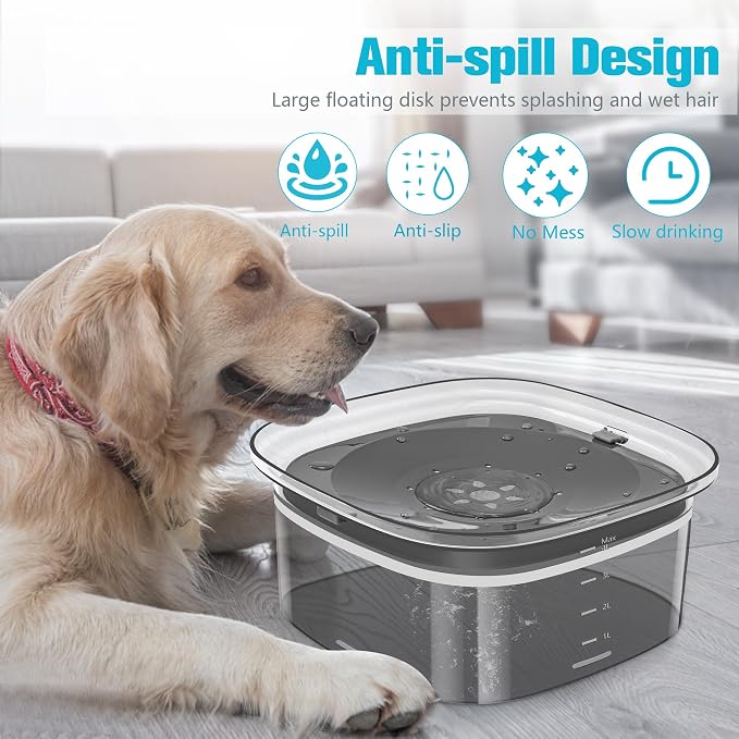 UPSKY 4L Dog Water Bowl No Spill Large Capacity Slow Drinking Water Feeder | Splash Proof, Prevent Pet Prevents Choking, Anti-Slip, Visible Water Level, Suitable for Vehicle Carried Travel and Car Trips - Image 6