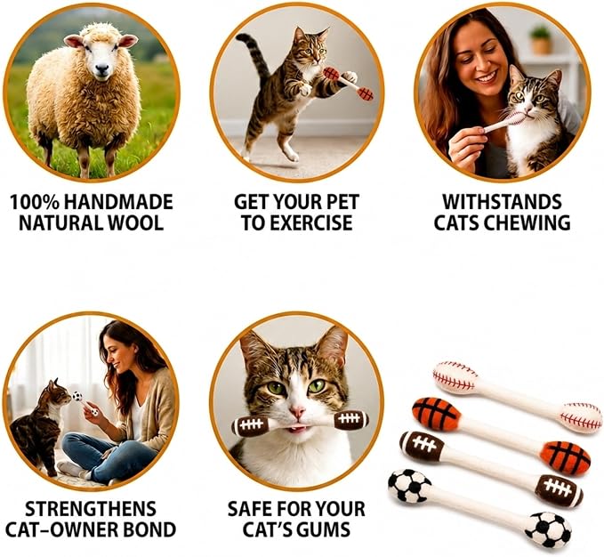 Glaciart One Swabs Cat Toys with Catnip - 4 Pk | Durable for Chew, Cute Cat Toys Interactive Kitty for Boredom, Exercise, & Play | Filled w/Organic Catnip for Anxiety & as Digestive Aid | Gift Idea - Image 3
