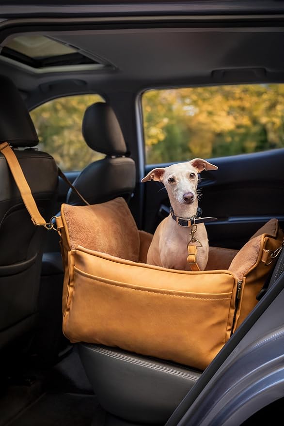 NOAH & PAW Small Dog Car Seat for Small Medium Pets with Harness Clip, 4X Safety Feature, Washable Dog Seat for Car, Orthopedic Foam Wrapped with Plush, Vegan Leather - Image 4