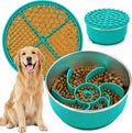 Large Dog Bowl 8 Cups Stainless Steel with Slow Feeder Insert and Lick Mat Storage Lid, 3-in-1 Non-Slip Pet Bowl for Kibble, Wet Food,Travel by Unknown
