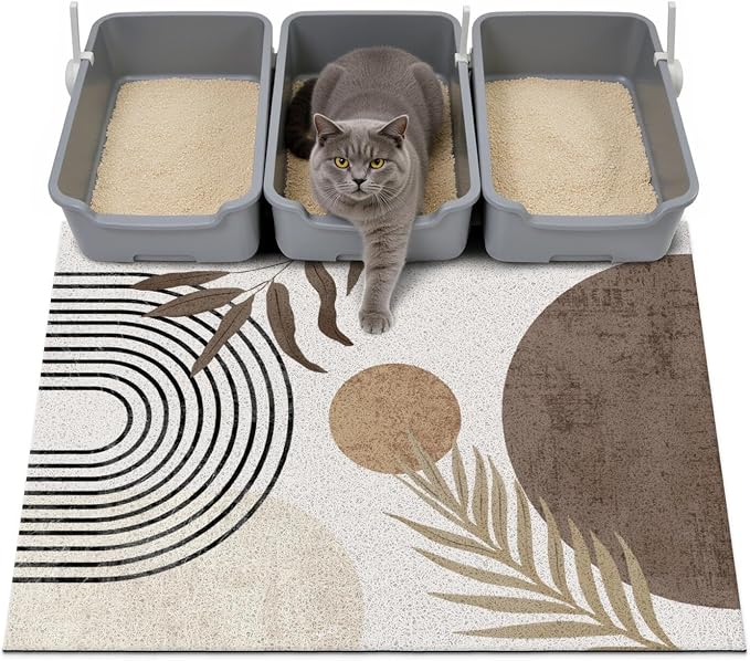 Cat Litter Mat Litter Trapping Mat, 40"x30" Waterproof Urine Proof Litter Box Mat Catcher Mat Non-Slip Washable for Kitty Kitten, Brown by Unknown
