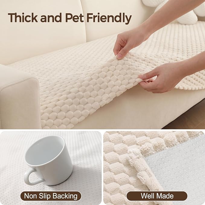 Foxdecor Couch Arm Covers for Sofa Arm Chair Covers Set of 2 | Sofa Arm Covers Cat Scratch Resistant Couch Protectors, Washable Armrest Cover Furniture Arm Covers, White 28x28 in - Image 4