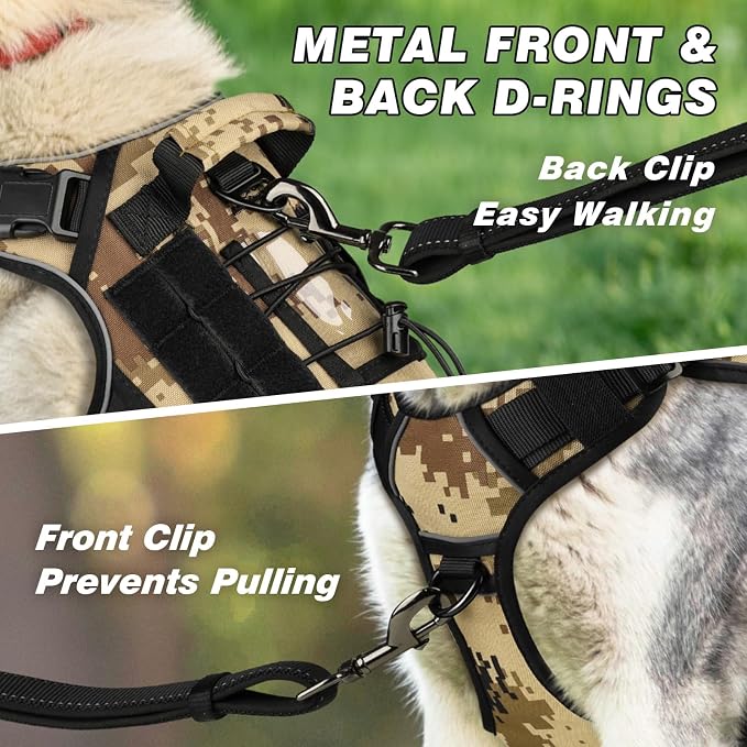 WINGOIN Tactical Dog Harness for Small Dogs,Heavy Duty No Pull Dog Harness | with Handle,Adjustable Reflective,Military K9 Style,Big Size Dog Vest,for German Shepherd,for Walking Training Hunting - Image 3