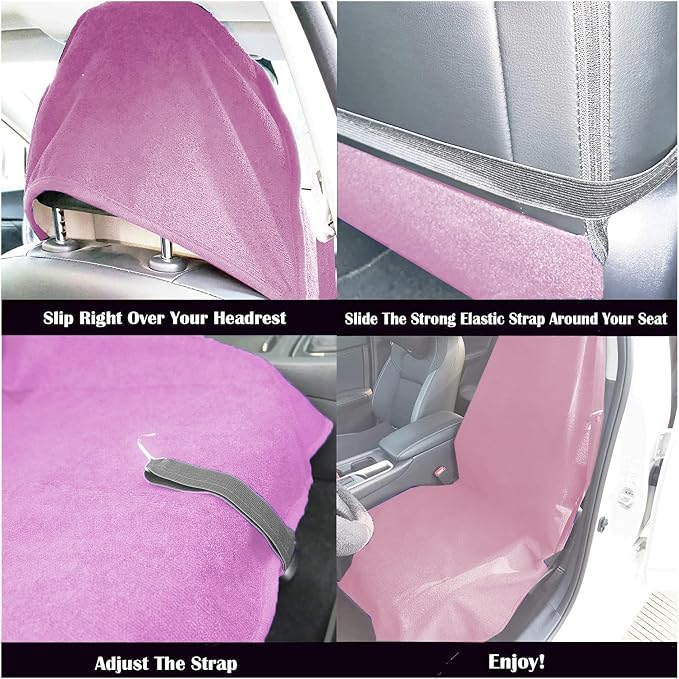 Car Seat Cover Protector Front Seats,for Gym Workout,Running,Swimming,Beach and Hiking,Waterproof Sweat Towel Bucket Seat Covers for Cars SUV Trucks (Pink, 1Pcs) - Image 4