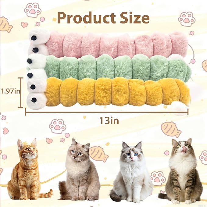 Cat Toys Pillows 3 Pack, 13” Cat Kicker Toys with Catnip Inside, Durable Interactive Cat Toys for Indoor Cats, Soft Kick Sticks for Exercise & Play - Image 2