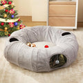 WINDRACING Cat Tunnel Bed for Indoor Cats - Cute Cat Donut Tunnel with Washable Circle Cushion, Round Pet Play Toy for Kitten/Puppy/Rabbit, Grey by WINDRACING